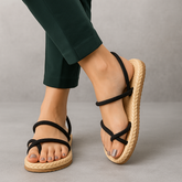 Papuci & Sandale Dama Black – Stil Casual cu Barete Tip Sfoară